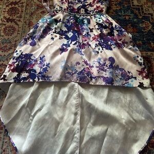 Emily Rose Purple and White Floral Kids Formal Dress